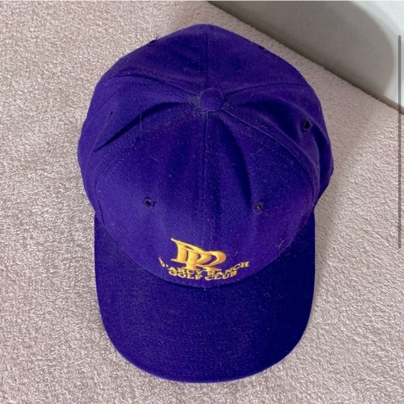 Vintage DeLong Royal Purple Yellow D’Arcy Ranch Golf Club Embroidered Logo 7 3/8 - Picture 3 of 11